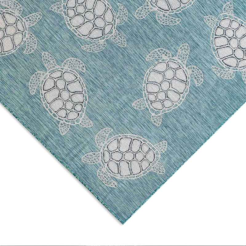 Indoor/Outdoor Textured Sea Turtles Polypropylene Runner, 23